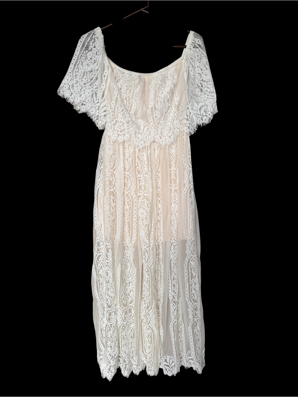 Baltic Born Cream Lace Maxi Dress Romantic Cottagecore Size M - Picture 3 of 6